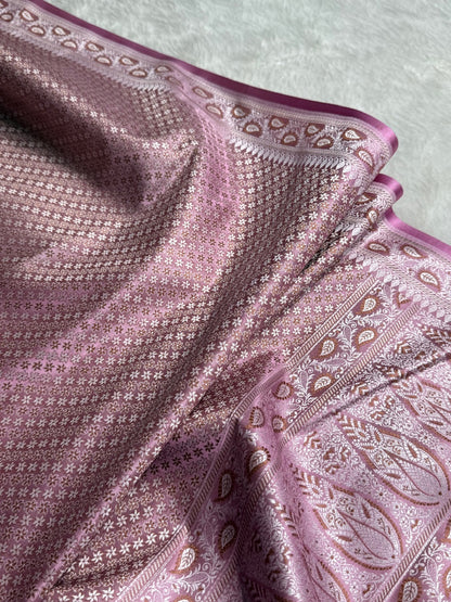 Baby Pink Jamawar Tanchoi Katan Silk Saree SKTM-15
