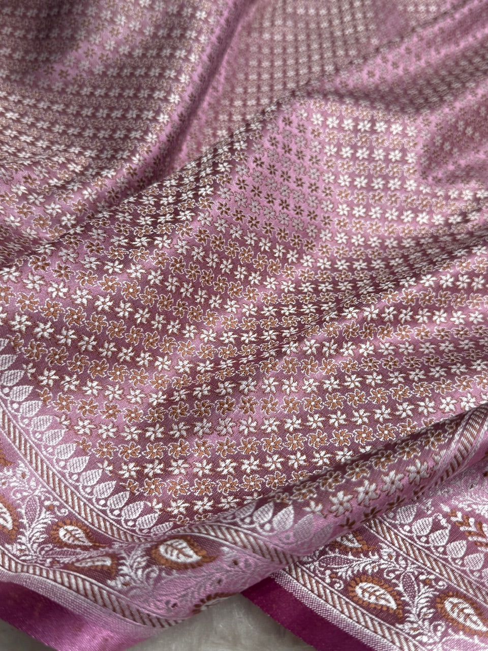 Baby Pink Jamawar Tanchoi Katan Silk Saree SKTM-15
