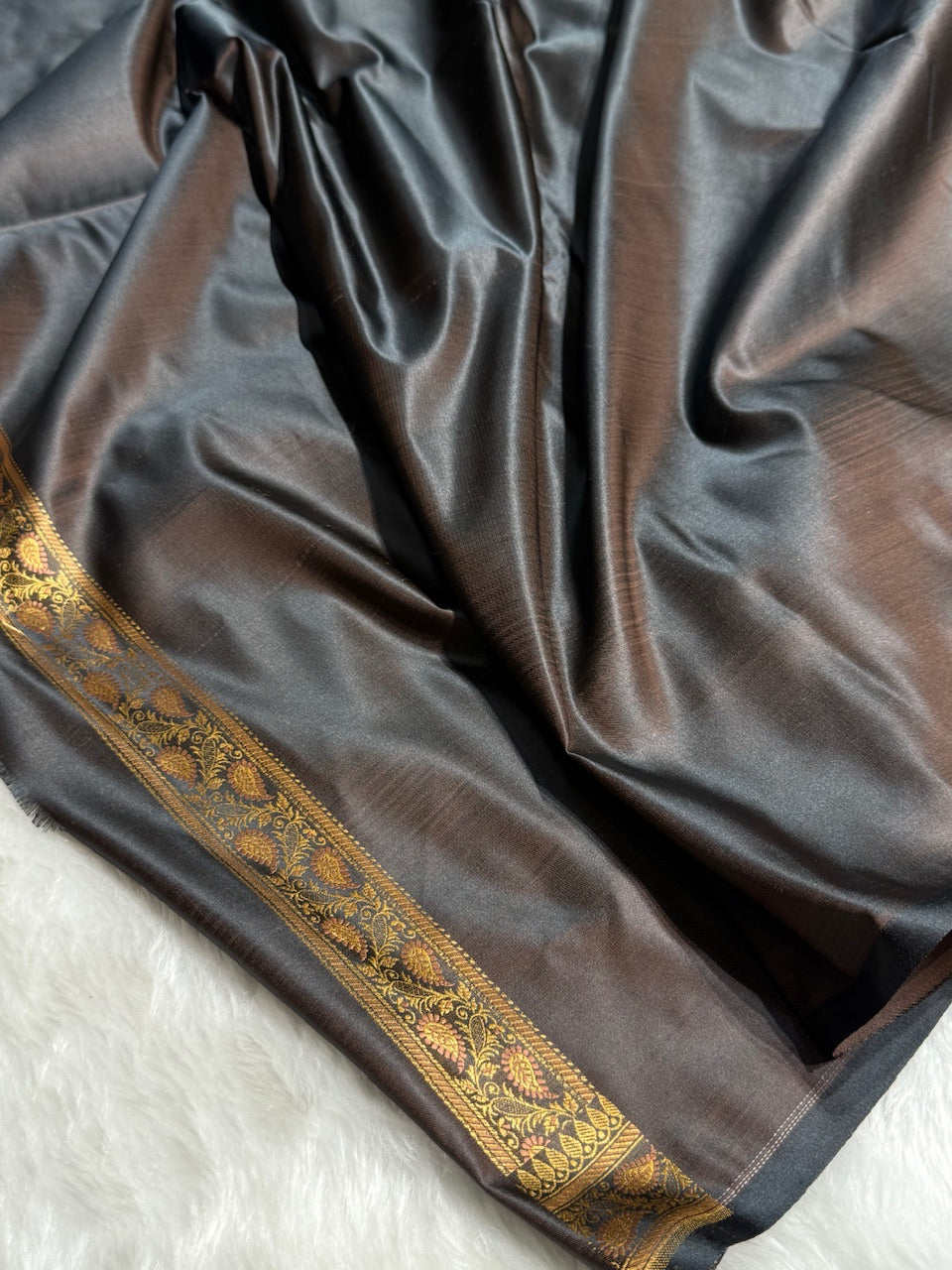 Black Jamawar Tanchoi Katan Silk Saree SKTM-15