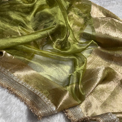 Mehandi Shade Pure Tissue Silk Saree with Gotta Patti PTGP-03