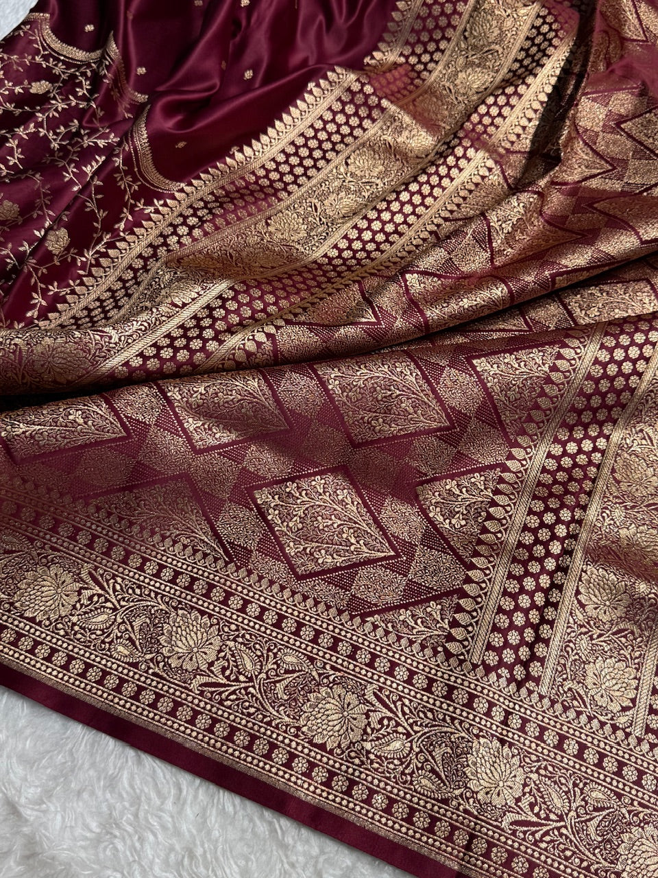 Dark Purple Banarasi Jaal Katan Silk Saree