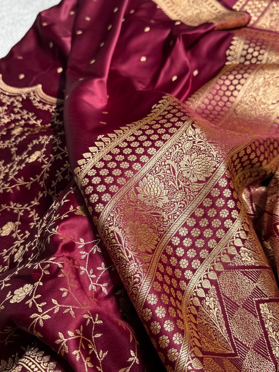 Dark Purple Banarasi Jaal Katan Silk Saree