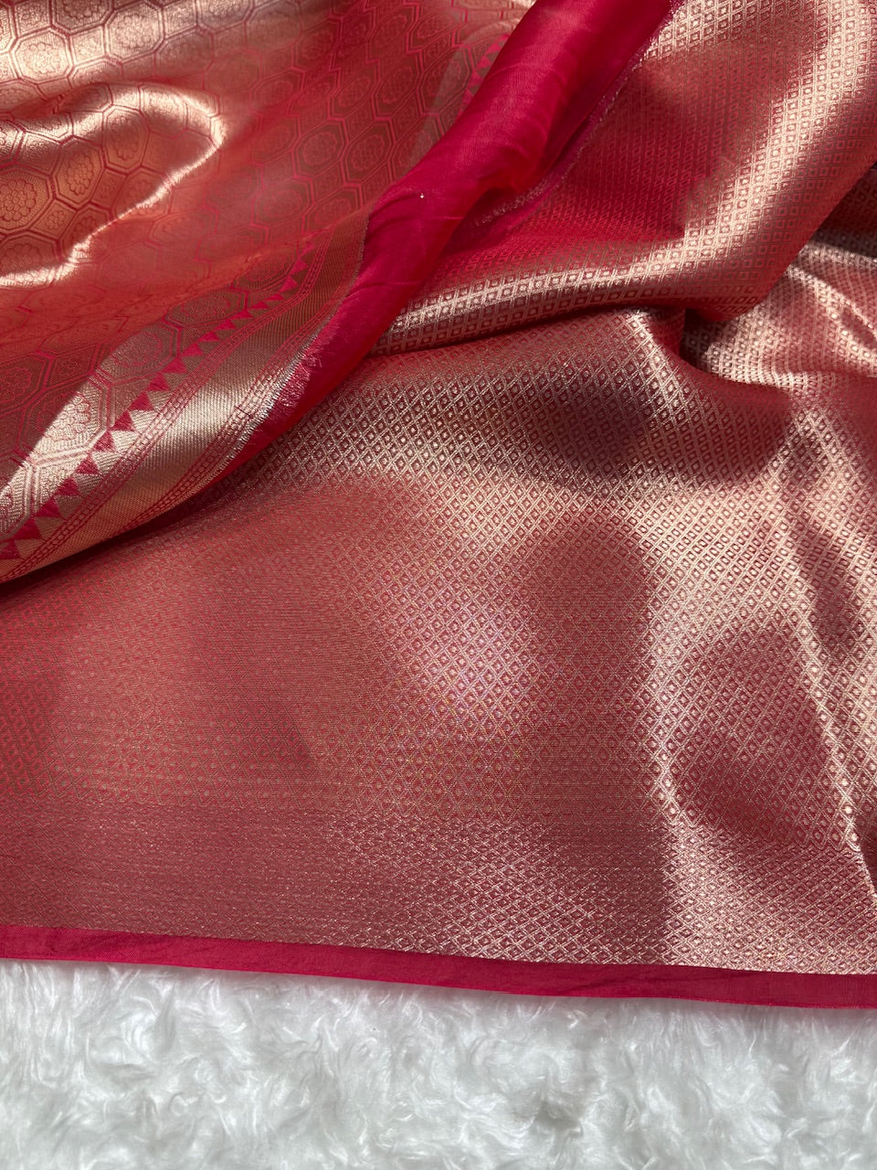 Pure Organza Blud Red Banarasi Silk Saree