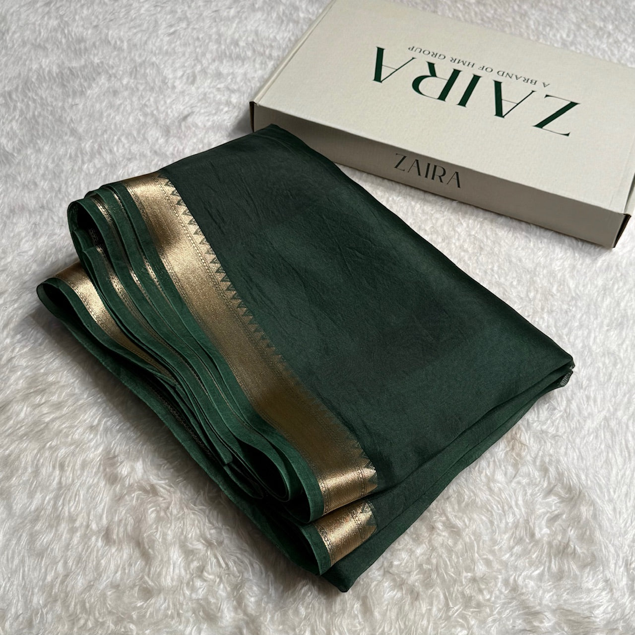 Pure Organza Bottle Green Banarasi Silk Saree