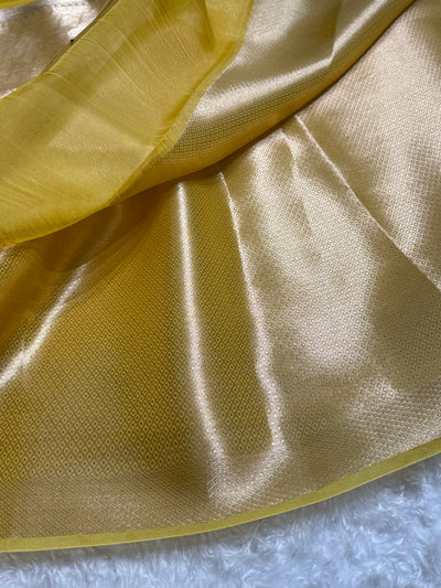 Pure Organza Yellow Banarasi Silk Saree