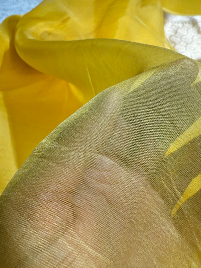 Pure Organza Yellow Banarasi Silk Saree