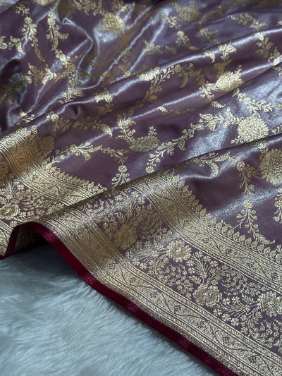 Satin Silk Banarasi Jaal in Dusty Lavender Shades SS14