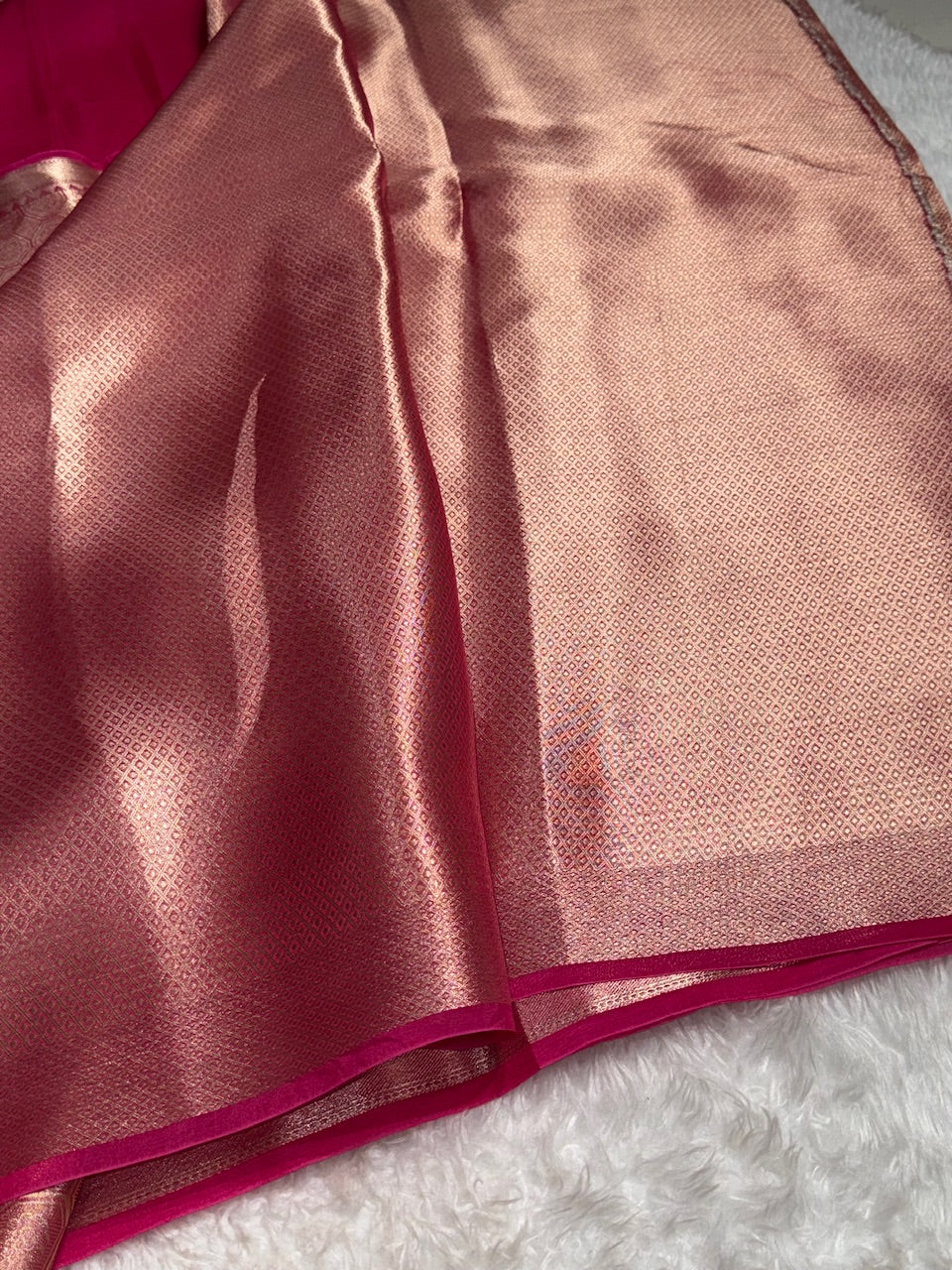 Pure Organza Dark Pink Banarasi Silk Saree