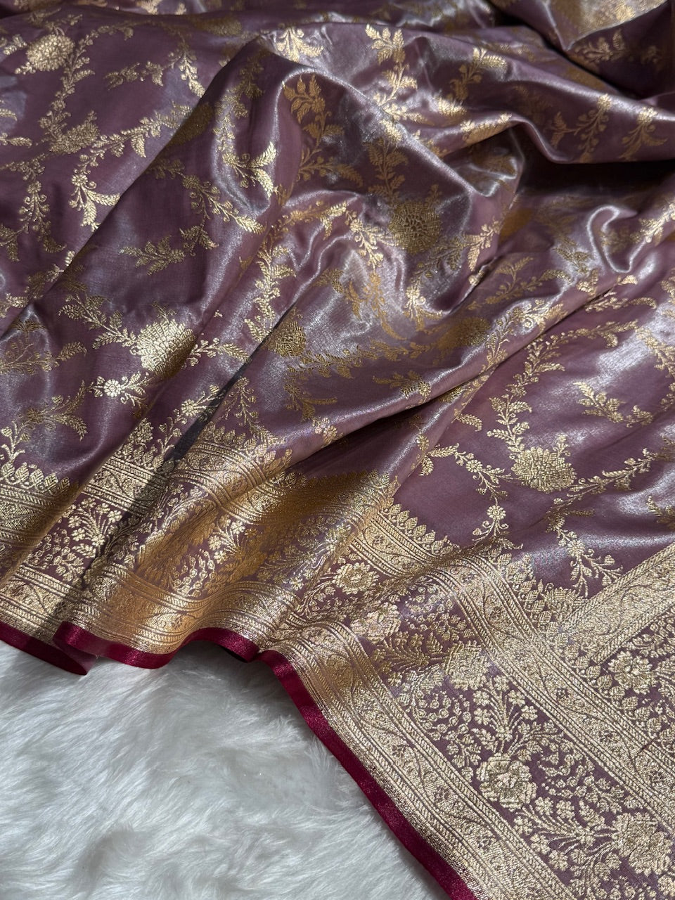Satin Silk Banarasi Jaal in Dusty Lavender Shades SS14