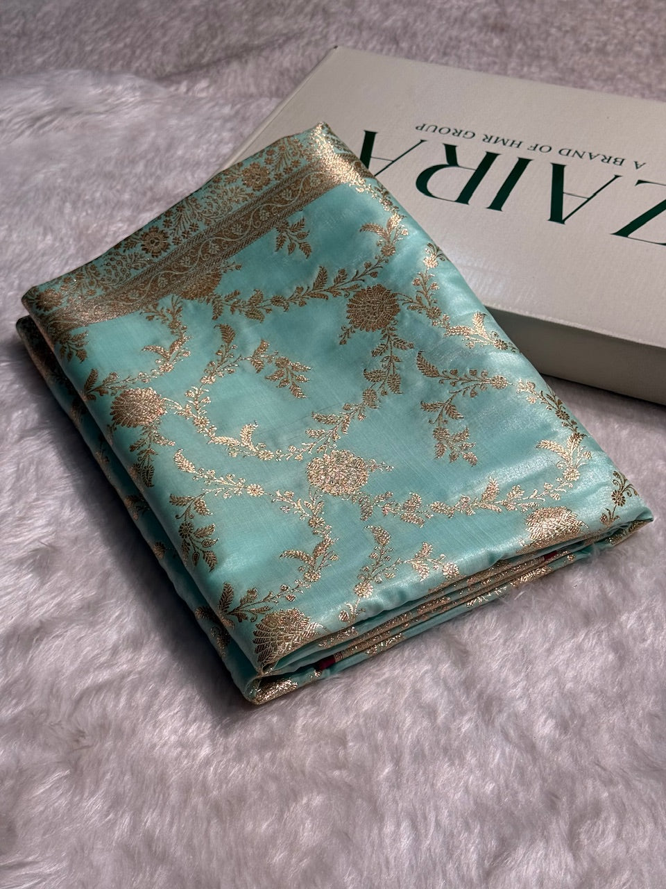 Satin Silk Banarasi Jaal in Sea Green Shades SS14