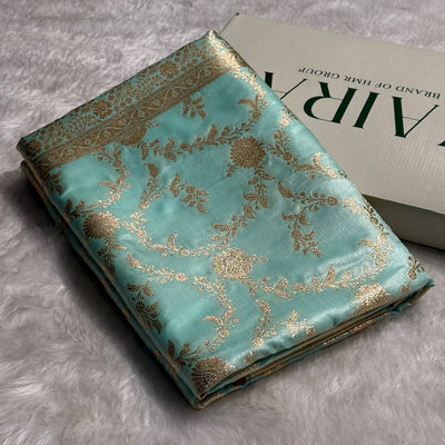 Satin Silk Banarasi Jaal in Sea Green Shades SS14