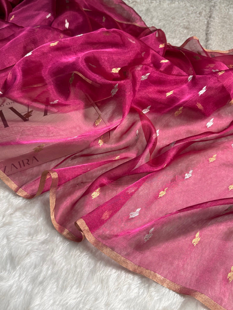 Rani Floral Shades Pure Tissue Handloom Silk Saree PT-30