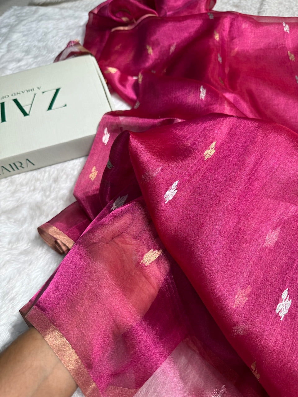 Rani Floral Shades Pure Tissue Handloom Silk Saree PT-30