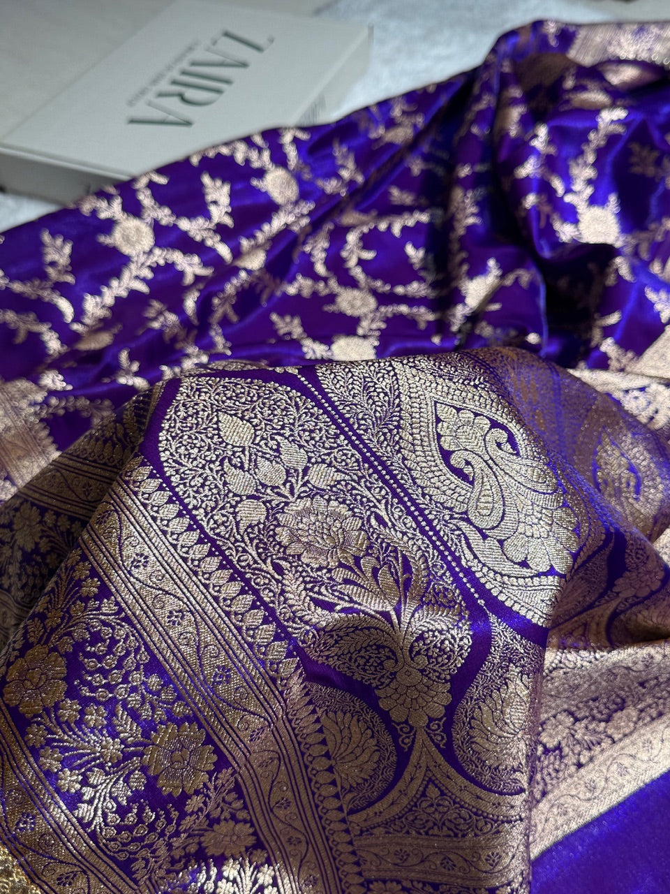 Royal Purple Banarasi Jaal Satin Silk Saree with gotta patti SSGP14