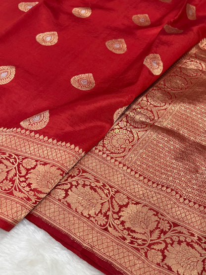 Red Shades Meena Boota Handwoven Raw Mango Silk RM-27