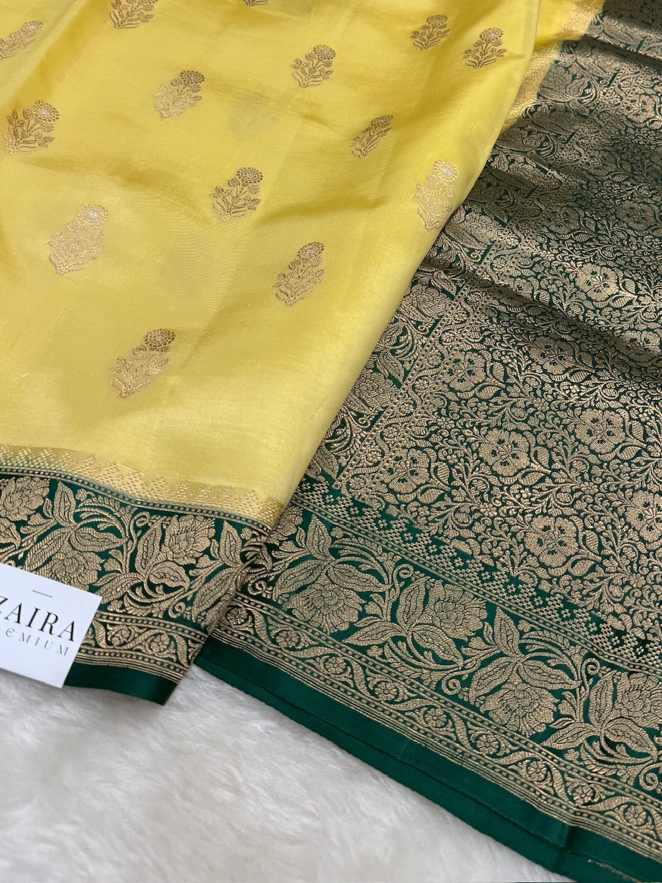 Yellow Shades Meena Boota Handwoven Raw Mango Silk RM-20