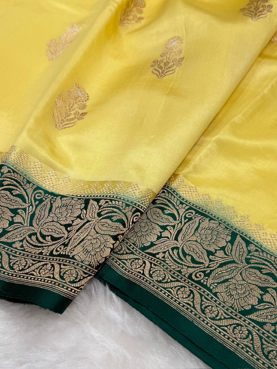 Yellow Shades Meena Boota Handwoven Raw Mango Silk RM-20
