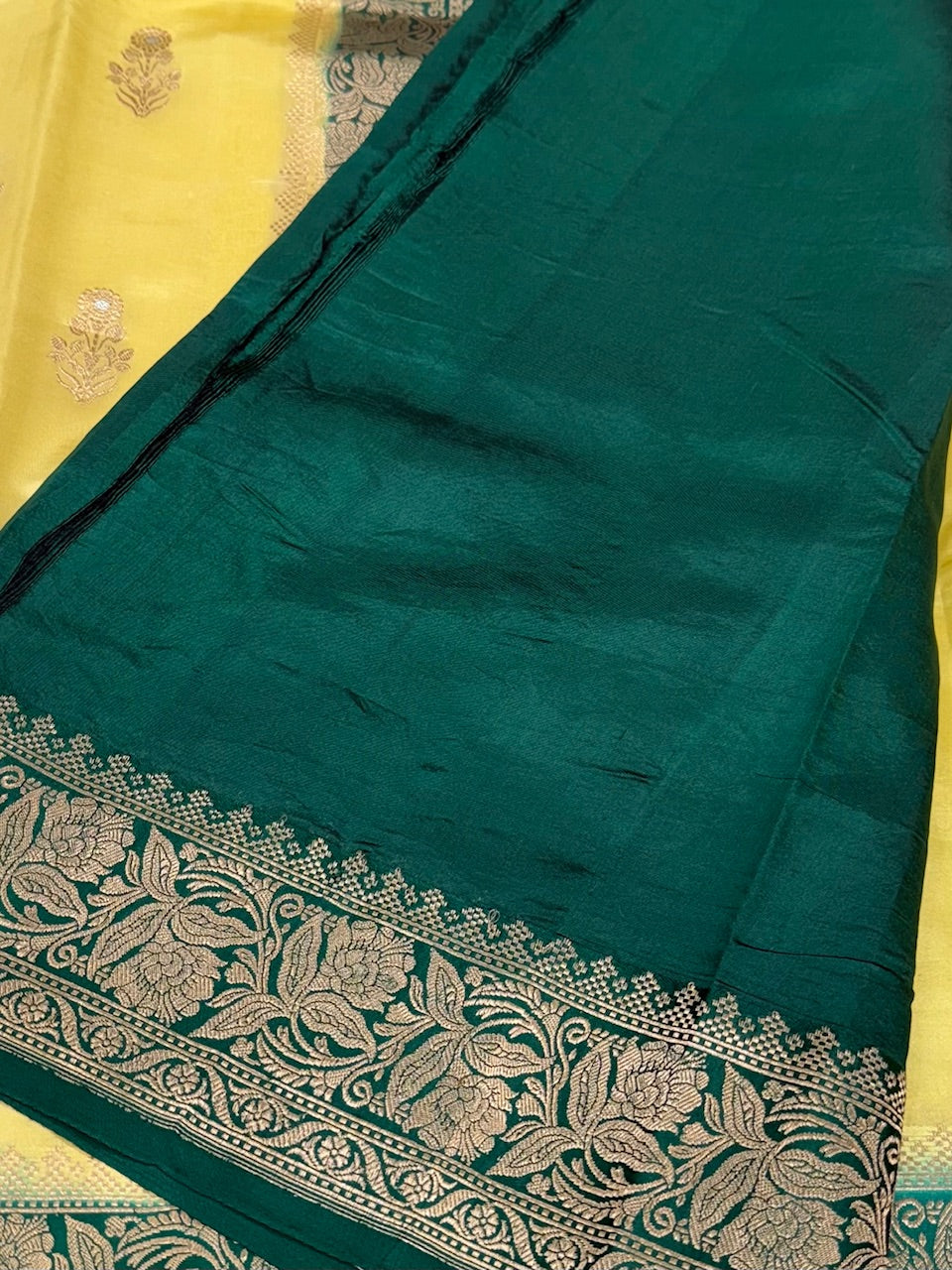 Yellow Shades Meena Boota Handwoven Raw Mango Silk RM-20