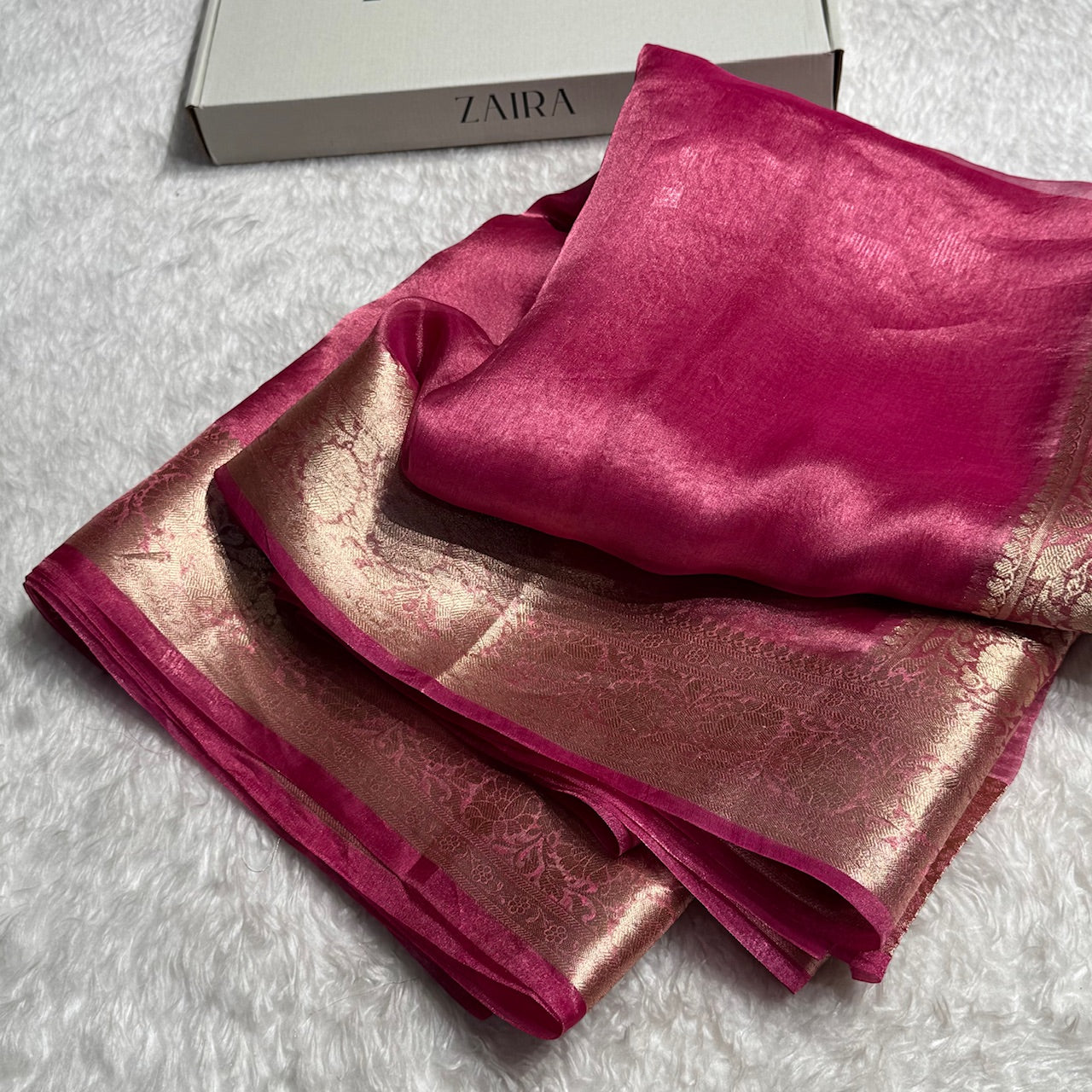 Pink Shades Pure Tissue Silk Saree with Brocade Blouse PT-18