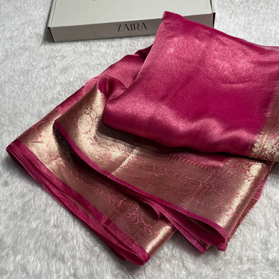 Pink Shades Pure Tissue Silk Saree with Brocade Blouse PT-18