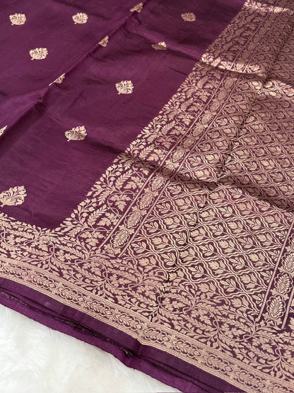 Wine Shades Meena Boota Handwoven Raw Mango Silk RM-31