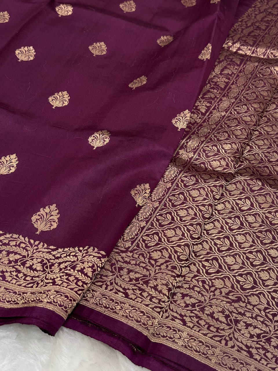 Wine Shades Meena Boota Handwoven Raw Mango Silk RM-31