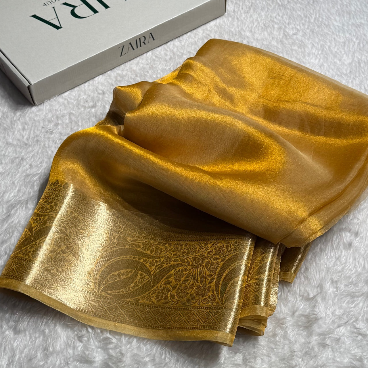 Yellow Shades Pure Tissue Silk Saree with Brocade Blouse PT-21