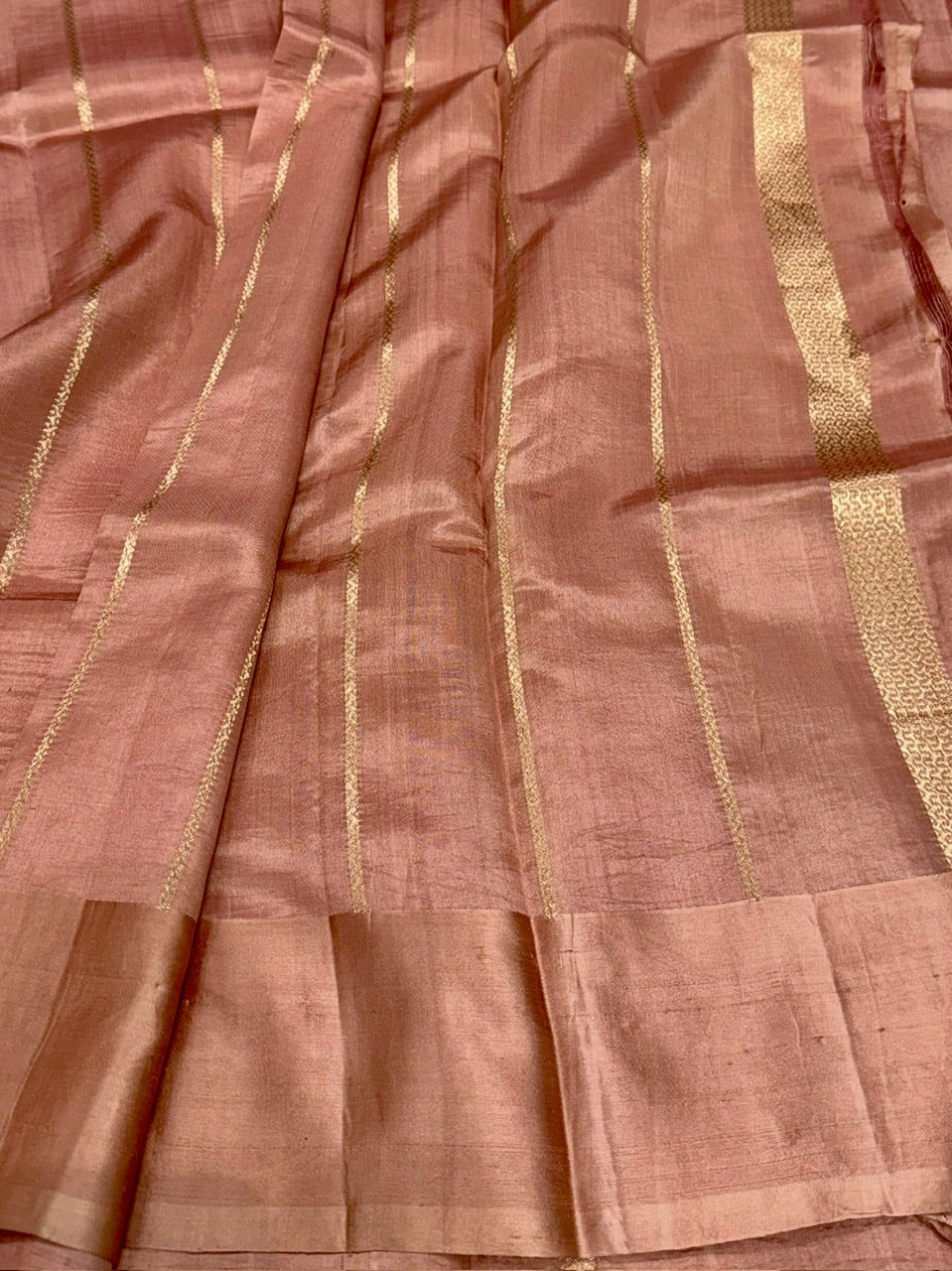 Dusty Peach Shades Meena Boota Handwoven Raw Mango Silk RM-23