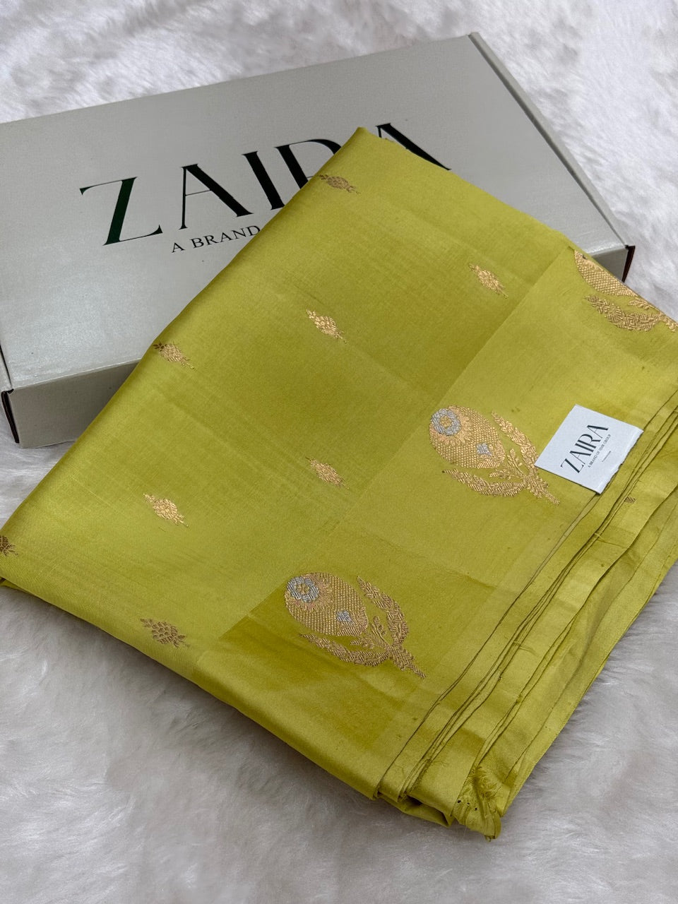 Lime Green Shades Meena Boota Handwoven Raw Mango Silk RM-23
