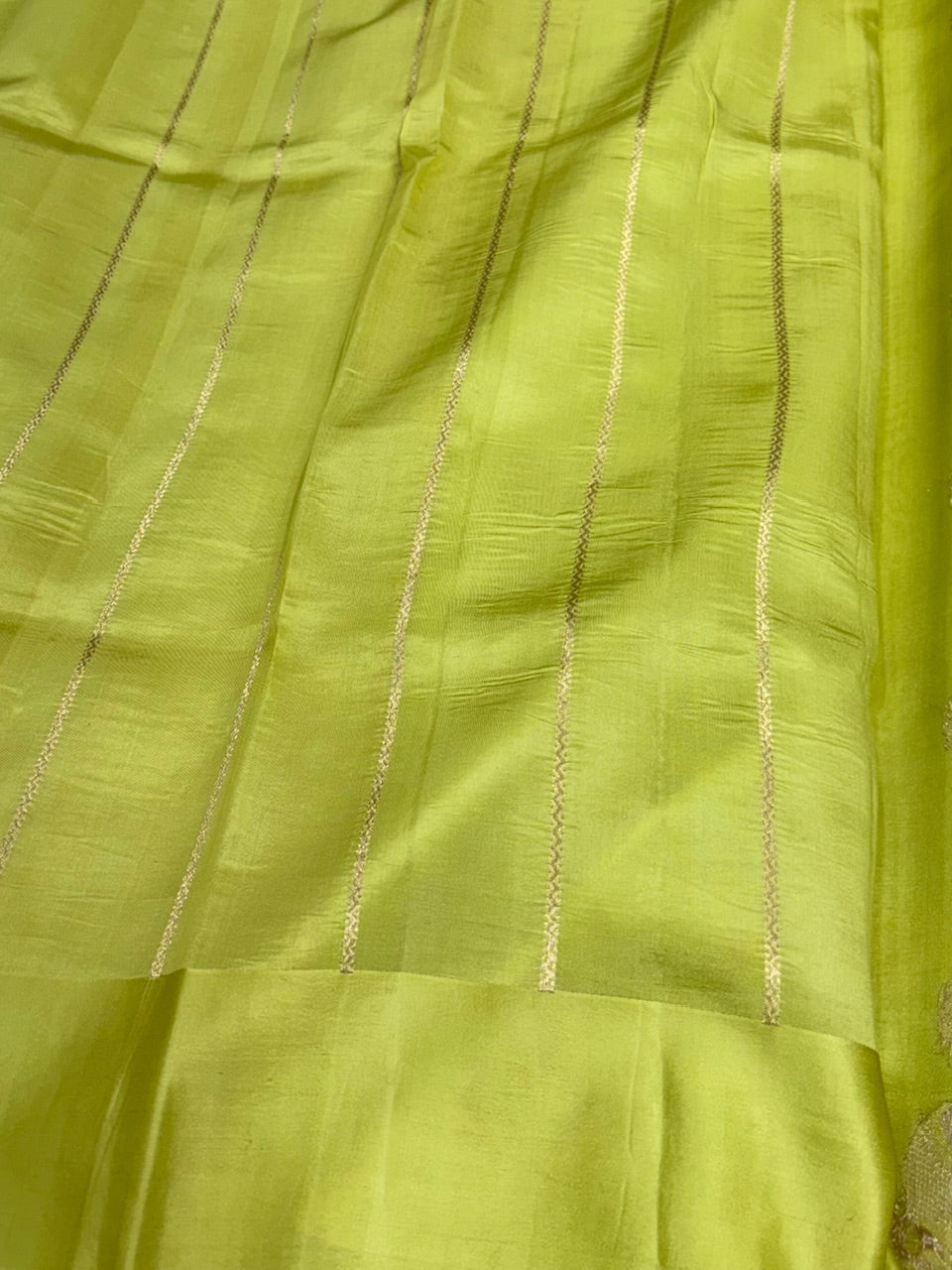 Lime Green Shades Meena Boota Handwoven Raw Mango Silk RM-23