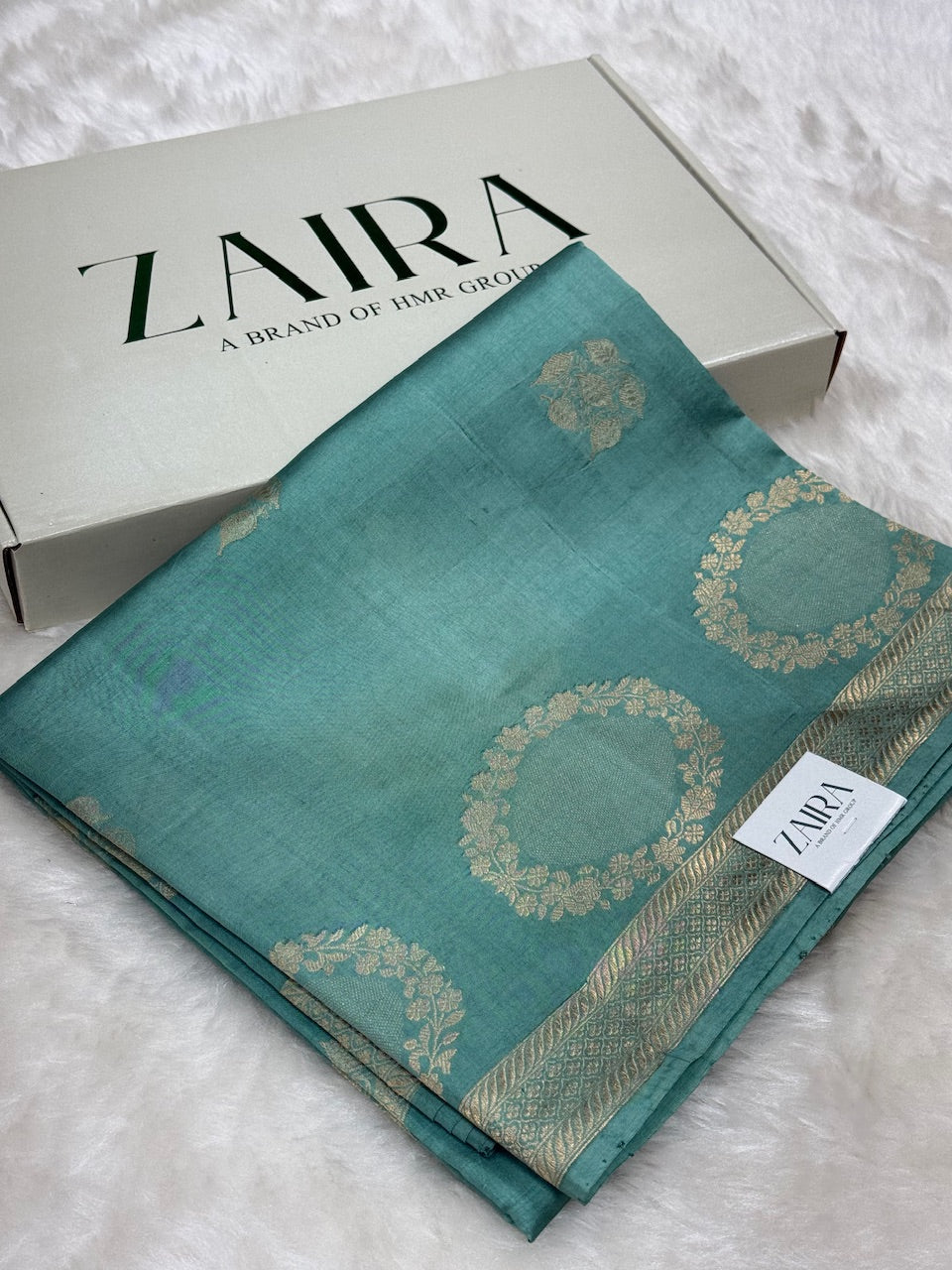 Turquoise Shades Meena Boota Handwoven Raw Mango Silk RM-34
