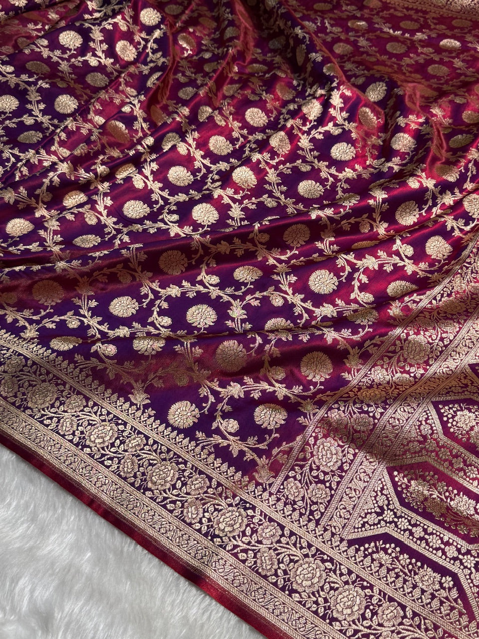 Light Weight Cross Purple Satin Silk Saree SS15