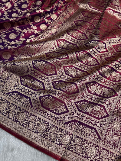 Light Weight Reddish Purple Satin Silk Saree SS15