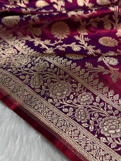 Light Weight Reddish Purple Satin Silk Saree SS15