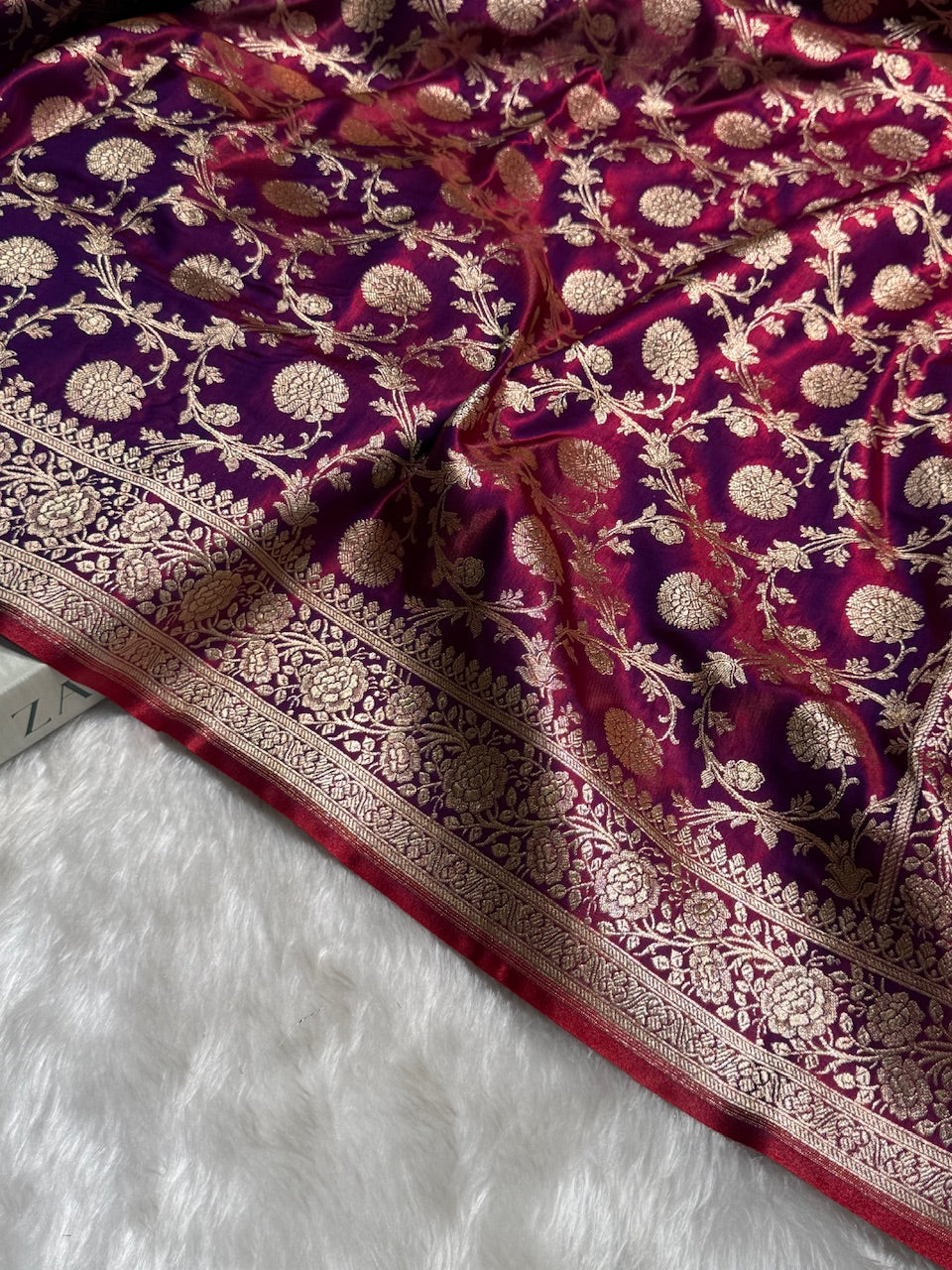 Light Weight Cross Purple Satin Silk Saree SS15