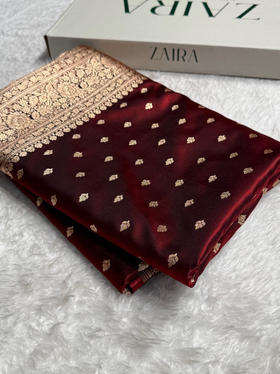 Ultra Light Weight Satin Silk Booti in Maroon Shades