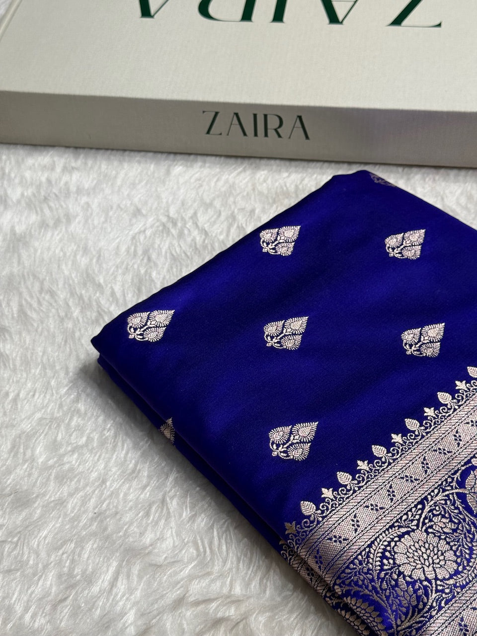 Dark Blue Banarasi Booti Katan Silk Saree