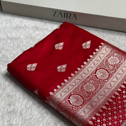 Red Banarasi Booti Katan Silk Saree