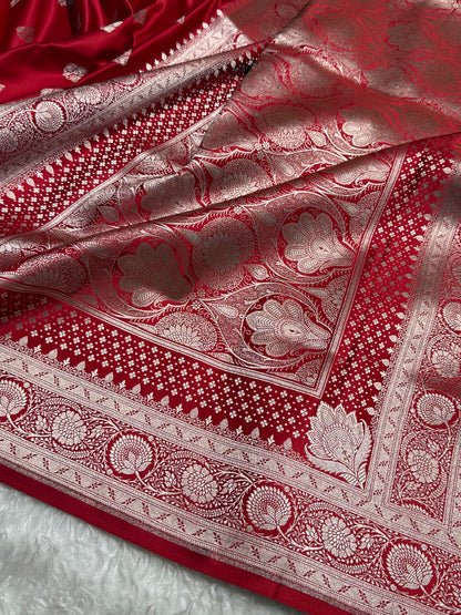 Red Banarasi Booti Katan Silk Saree
