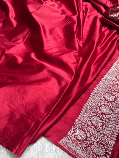 Dark Red Boota Mashru Silk Saree MCS25