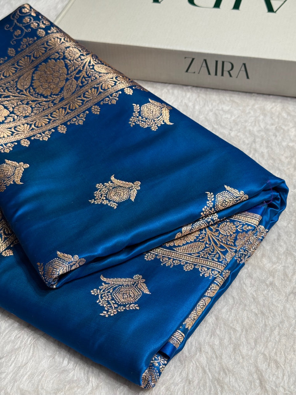 Midnight Blue Banarasi Boota Katan Silk Saree