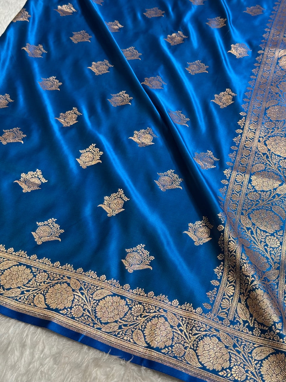 Midnight Blue Banarasi Boota Katan Silk Saree