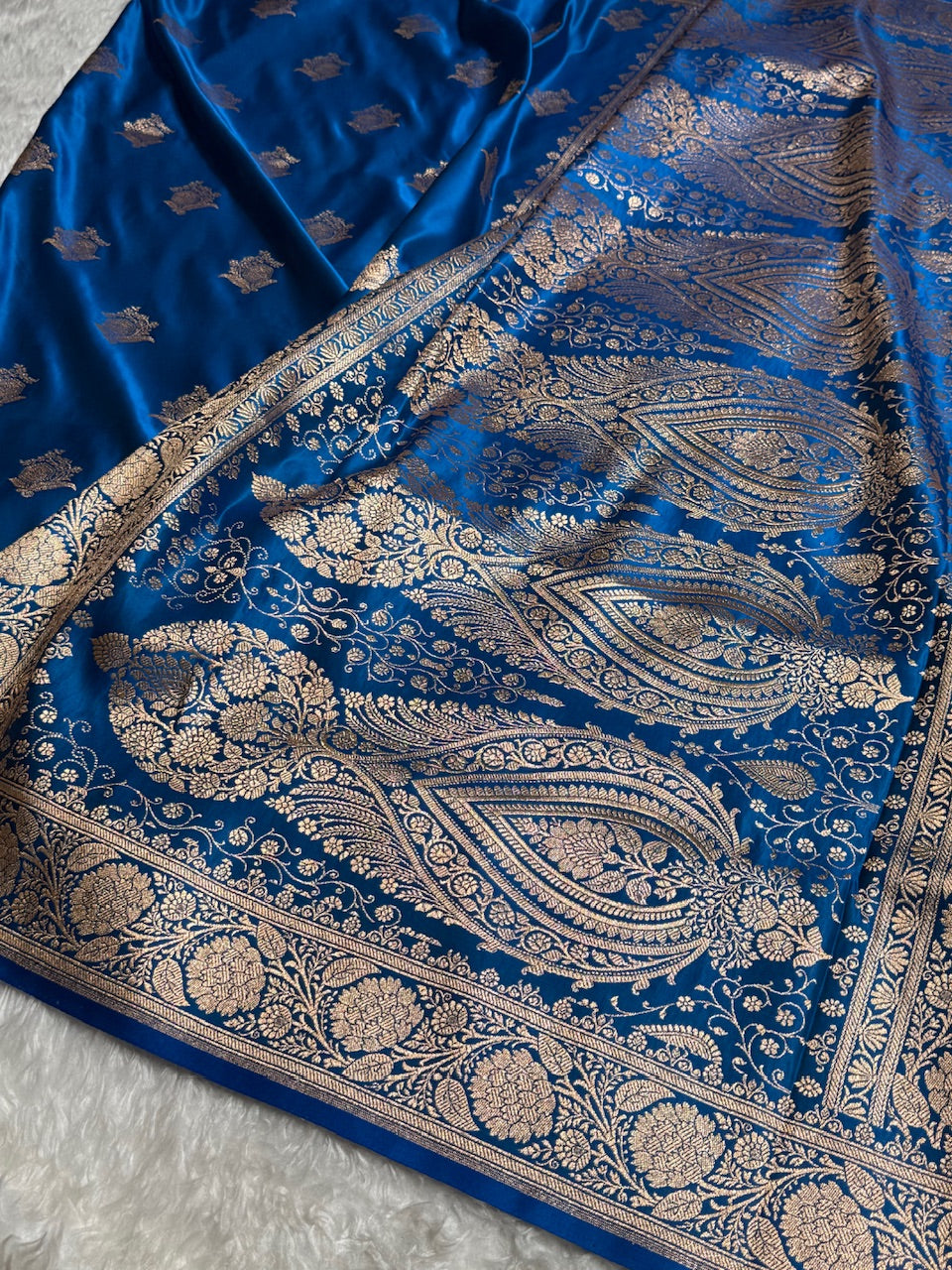 Midnight Blue Banarasi Boota Katan Silk Saree