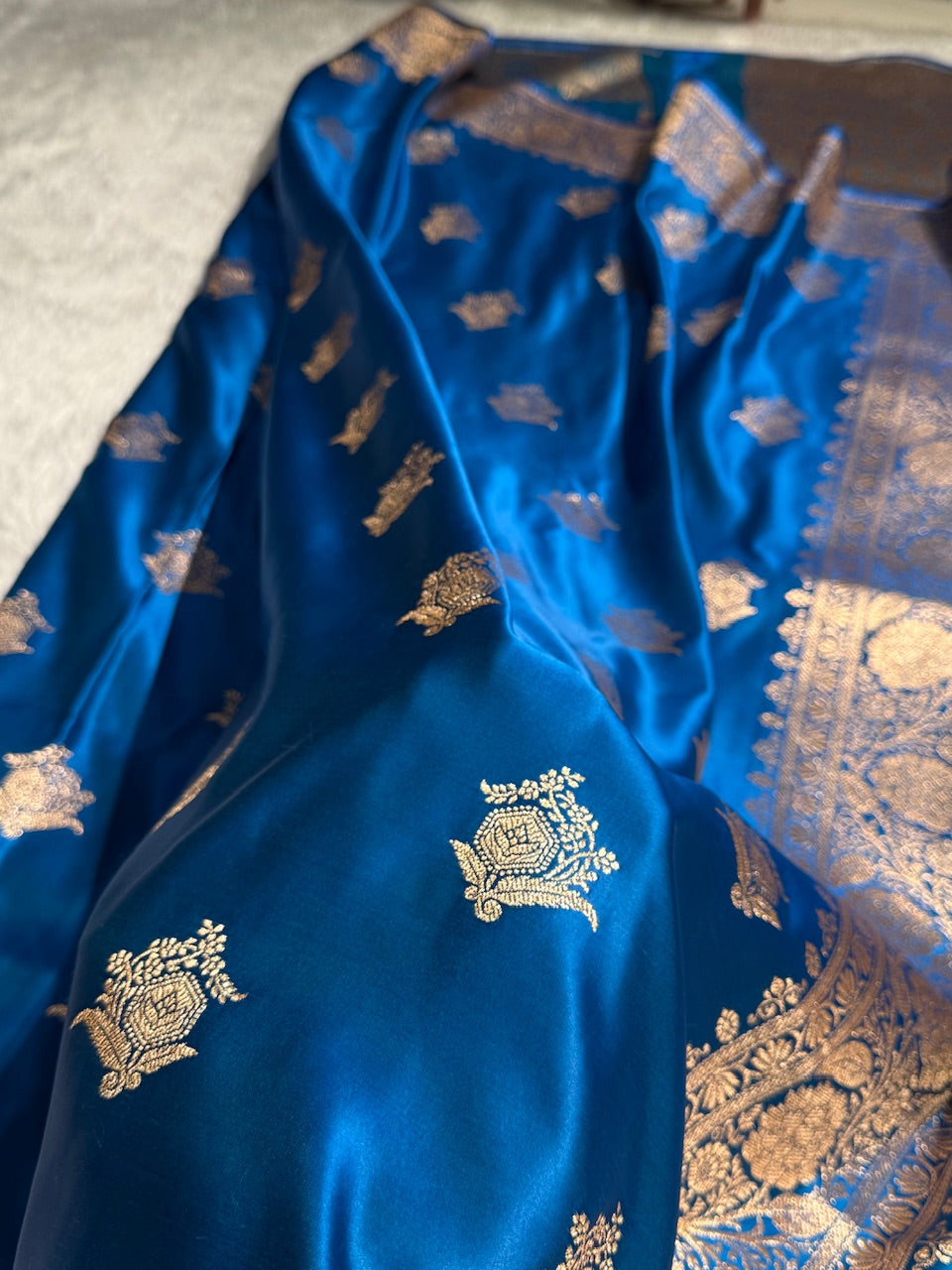 Midnight Blue Banarasi Boota Katan Silk Saree