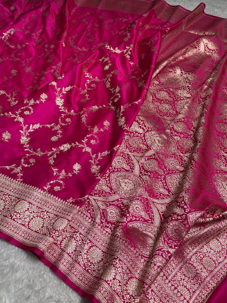 Pink Banarasi Jaal Katan Silk Saree
