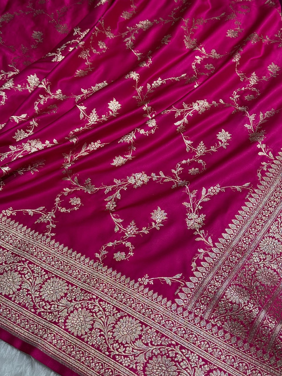 Pink Banarasi Jaal Katan Silk Saree