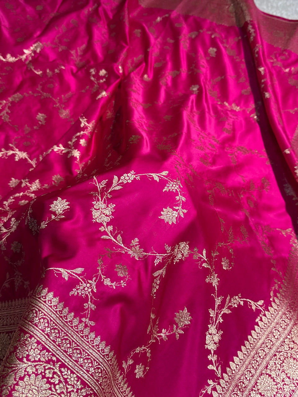 Pink Banarasi Jaal Katan Silk Saree