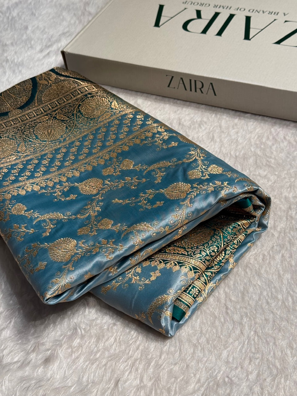 Grey Banarasi Jaal Katan Silk Saree