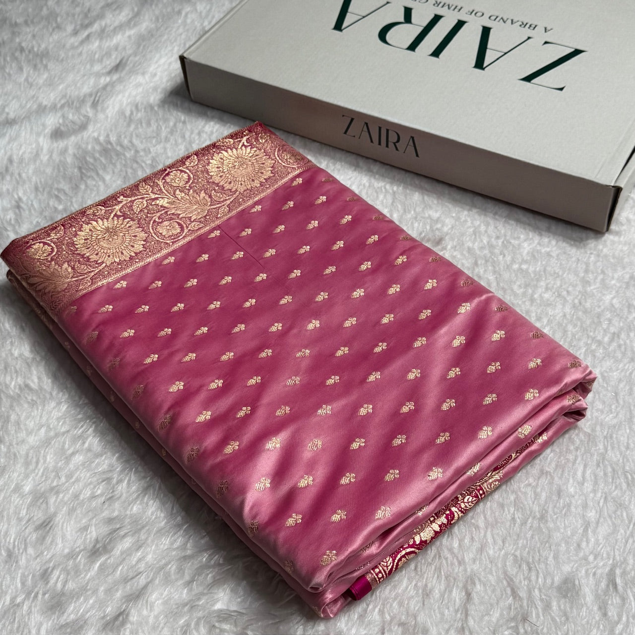Baby Pink Banarasi Booti Katan Silk Saree