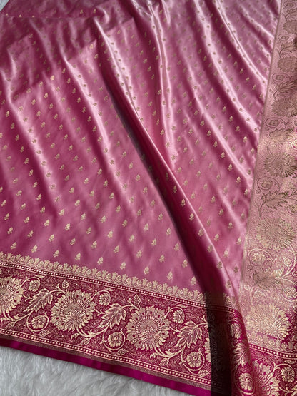 Baby Pink Banarasi Booti Katan Silk Saree